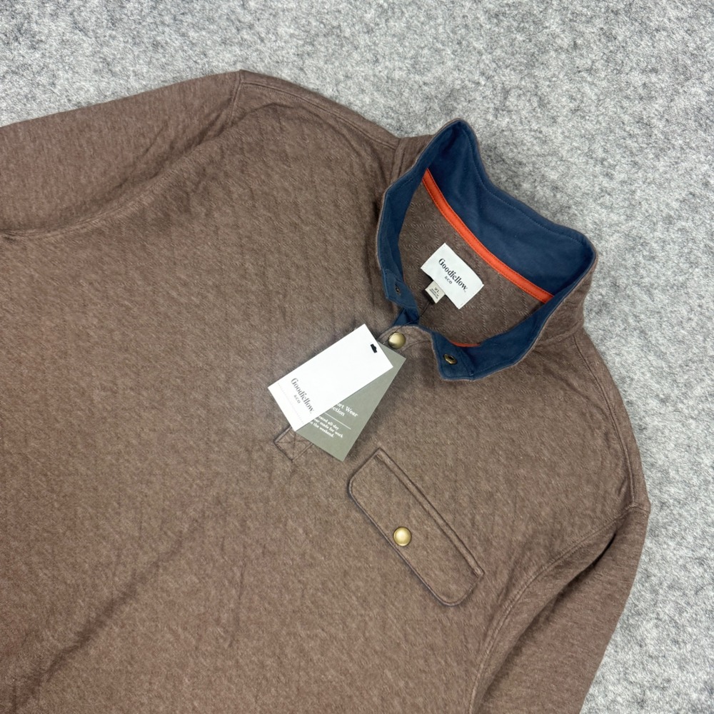 Goodfellow & Co Mens XL‎ Brown The Comfort Quilted Quarter Snap Pullover Sweater
